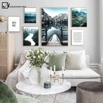 Scandinavian Poster Dolomites Lake Nature Landscape Nordic Style Wall Art Canvas Print Painting Living Room Decoration Picture