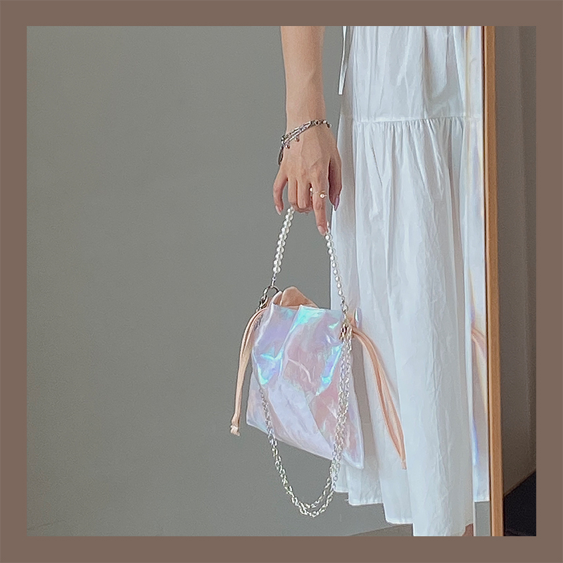 Vintage Design Women Beaded Chain Shoulder Bags Fashion Yarn Ladies Mini Handbags Female Messenger Bag Evening Clutch Purse
