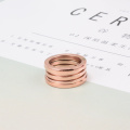 Rose Gold Three Round Spring Rings For Women