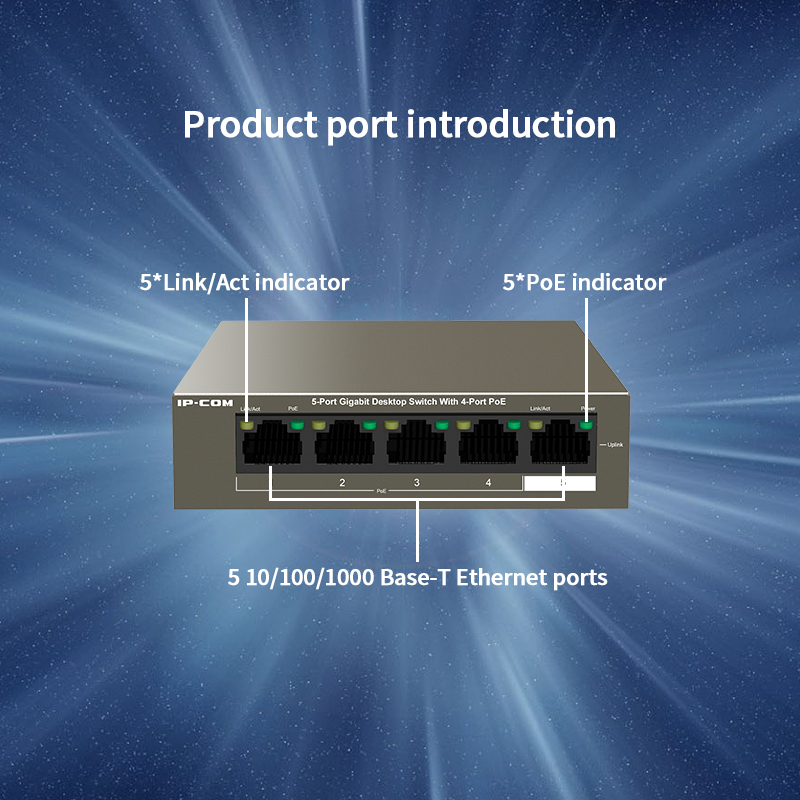 IPCOM G1105P-4-63W PoE switch 5 Port Fast Switch with 4 Port PoE lan ethernet hub rj45 5 port 10/100/1000Mbps network switch