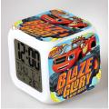 Blaze and The Monster Machines Kids Led Wake Up Light Digital Alarm Clock Color Changing Electronic Desk Watch Table CLOCK