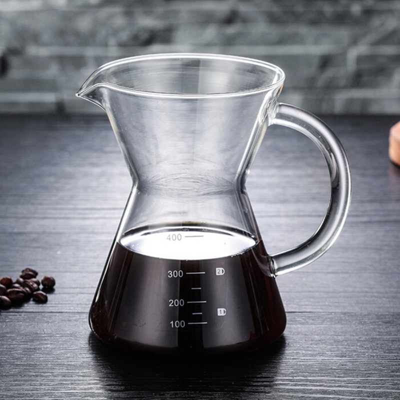 400Ml Pour Over Coffee Maker Drip Thicken Glass Container Hand Percolators Stainless Steel Coffee Filter Home Drinkwares