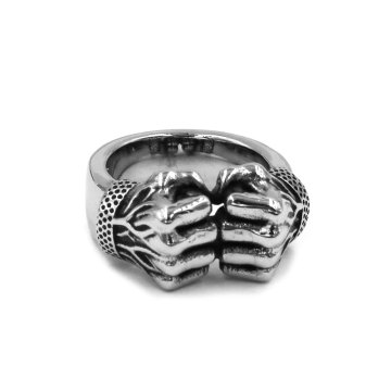 Personality Fist Boxing Power Ring Stainless Steel Jewelry Cool Fashion Bands Punk Rock Biker Male Boy Ring Wholesale SWR0974