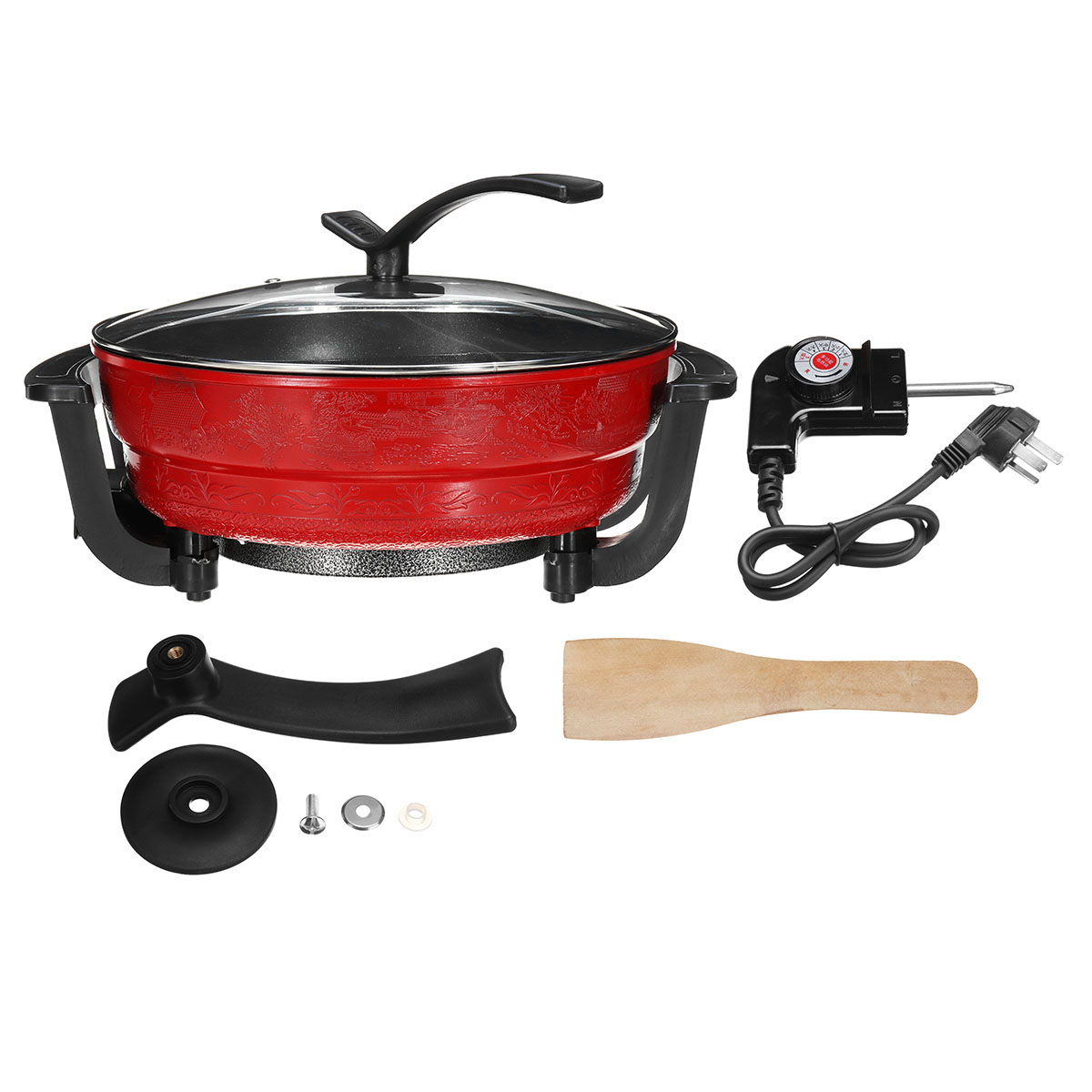 220V 1300W 6L Electric Hot Pot 32cm Kitchen Soup Stock Pot Cookware Non-stick For Induction Cookers Cooking Pot