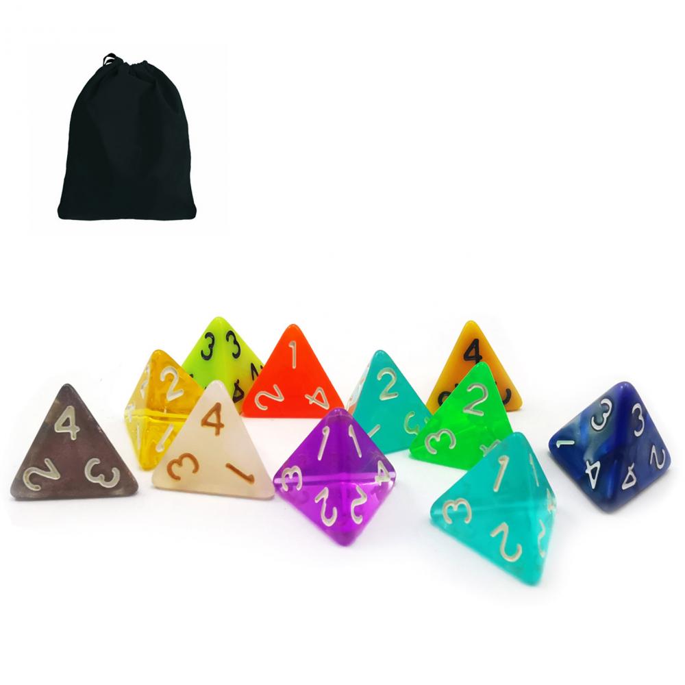 Bescon 10pcs Set of Multi Polyhedral dice, 10 Count Assorted Random Multi Effected&Colored Pack of Dice in Drawstring Pouch