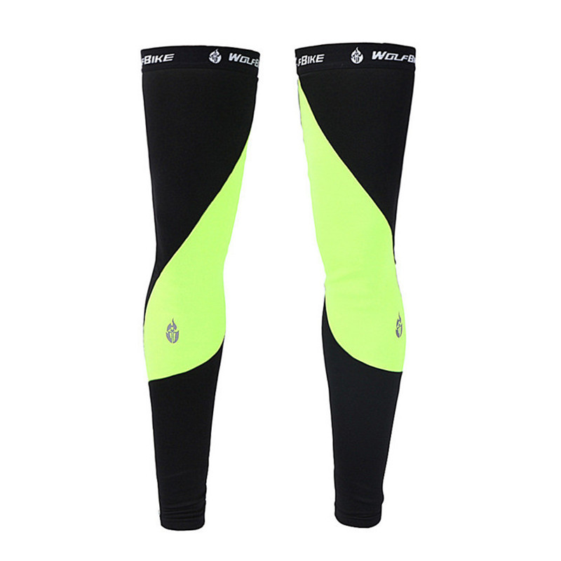 Black/Green Leg Warmers Cycilng Riding Equipment Men Women Fleece Leg Sleeves for Bike Bicycle MTB Outdoor Sports Knee Sleeves