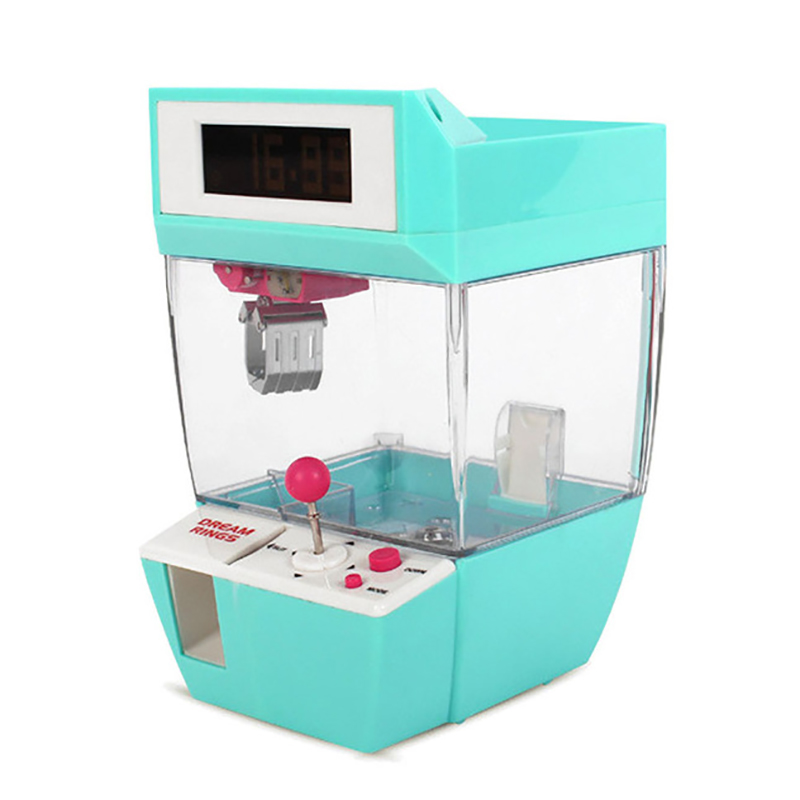 Catcher Alarm Clock Coin Operated Toy Machine Crane Machine Candy Doll Grabber Claw Arcade Games Automatic Mini Vending Kit Kids