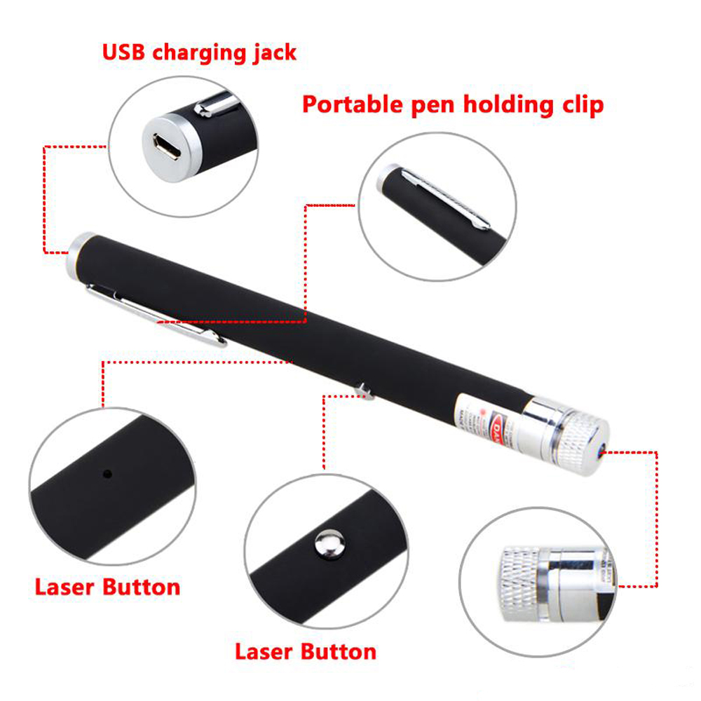 USB Green Laser pointer Rechargeable Built-in battery High Power Green Red Laser Sight Adjustable Focus Lazer Pen laserpointer