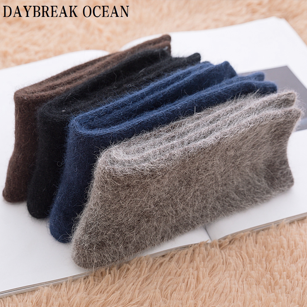 4 Pair High Quality Super Soft Angora Cashmere Rabbit Wool Socks Thick Warm Merino Men Socks 2018 Big Size Winter Socks For Men