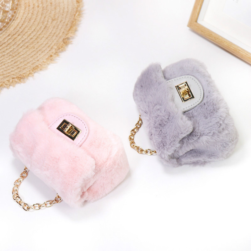 Faux Fur Crossbody Bags for Women 2020 Autumn Winter Girls Small Coin Wallet Pouch Kids Plush Party Purse Girl Purses Gift