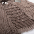 VKR004 The new winter vests Real Knitted Women rabbit knitted Fur Shawl Cape Stole Wrap Poncho