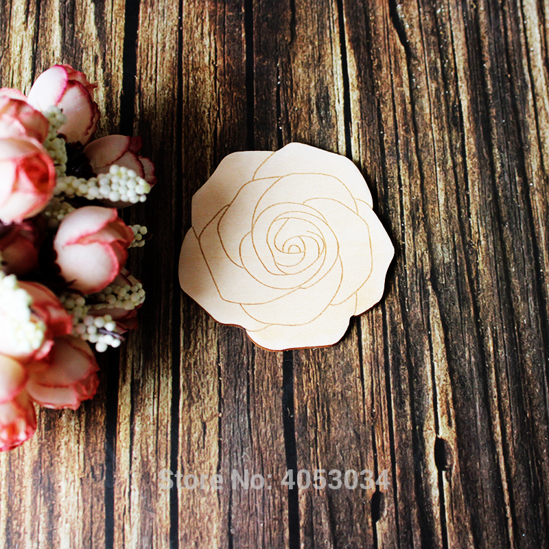 Wooden Rose Head Craft Shapes Plywood Flower