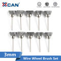 XCAN Polishing Wheel Brush 10pcs 3.mm Shank Wire Brush For Dremel Rotary Tools Accessories
