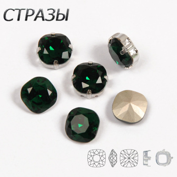 Emerald Strass Crystal Sew On Rhinestone With Frame Claw Glass Sewing Crystal Sew On Rhinestones For Jewelry Clothing