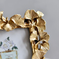 1pc Vintage Golden Ginkgo Leaf Resin Photo Frame Home Retro Decor Crafts Wedding Gift 4/6 Inch