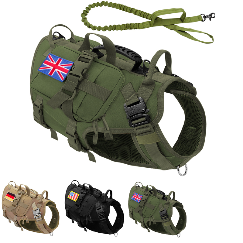 Tactical Dog Harness Leash K9 Military Dog Harness No Pull Training Mesh Harness For Medium Large Dogs German Shepherd