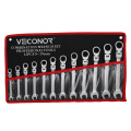 8-19mm 12PCS Ratchet Wrench Set Flexible Head Ratcheting Spanners Set of Keys 72Teeth with Roll-up Storage Pouch