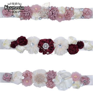 Kyunovia Dress Sashes Blush Lvory Bridal Sash Polyester Fashion Women Flower Belt Maternity Flower Girl Party Wedding Belts D07