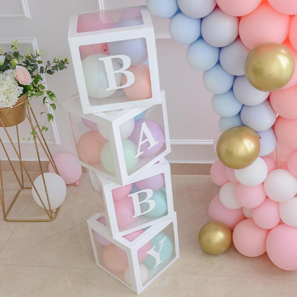 QIFU Alphabet Transparent Packing Box Wedding Balloon Gift Box Baby Shower Decoration Wedding Birthday Party Supplies Gift Bag