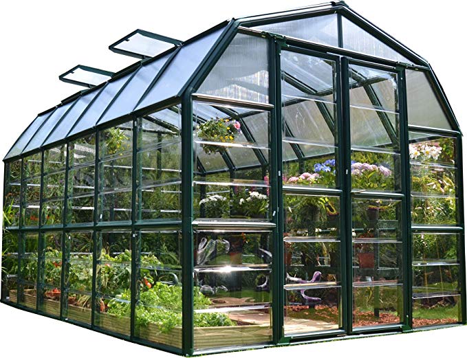 Aluminum frame greenhouse with pc roof glass garden