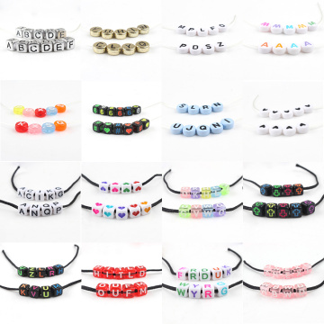200/300/500pcs 6mm 7mm Letter Beads Square Round Letter Alphabet Beads Acrylic Beads DIY Jewelry Making Bracelet Accessories