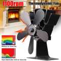 Black Fireplace 5 Blade Heat Powered Stove Fan Log Wood Burner Eco Friendly Quiet Fan Home Efficient Heat Distribution