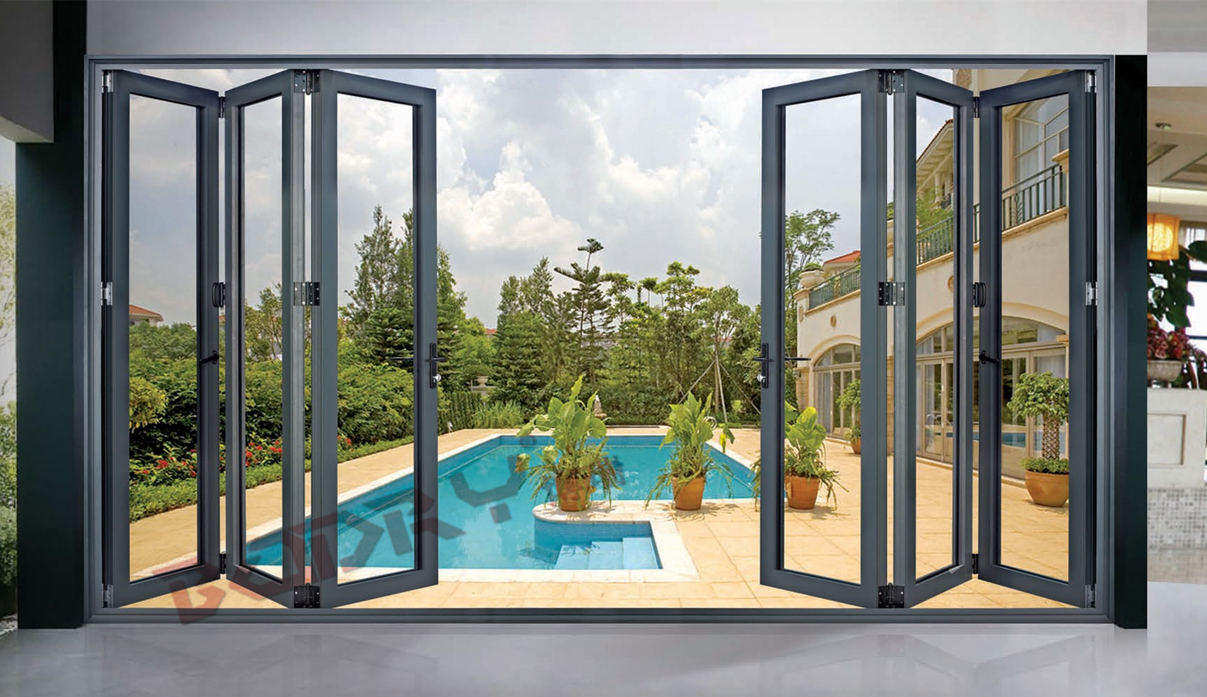 Technical cross section and parameters of XLB-80 aluminum folding door