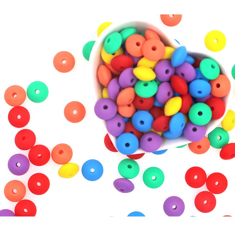 Kovict 50Pcs/lot Baby Lentils Beads Silicone Beads Abacus Lentils 12mm Baby Teether DIY Pacifier Chain Clip