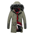 Winter Jacket Men Long Overcoat Fur Collar Fur Lined Warm Coat Men Outdoor Jacket Detachable Hood Fashion Winter Clothing Men