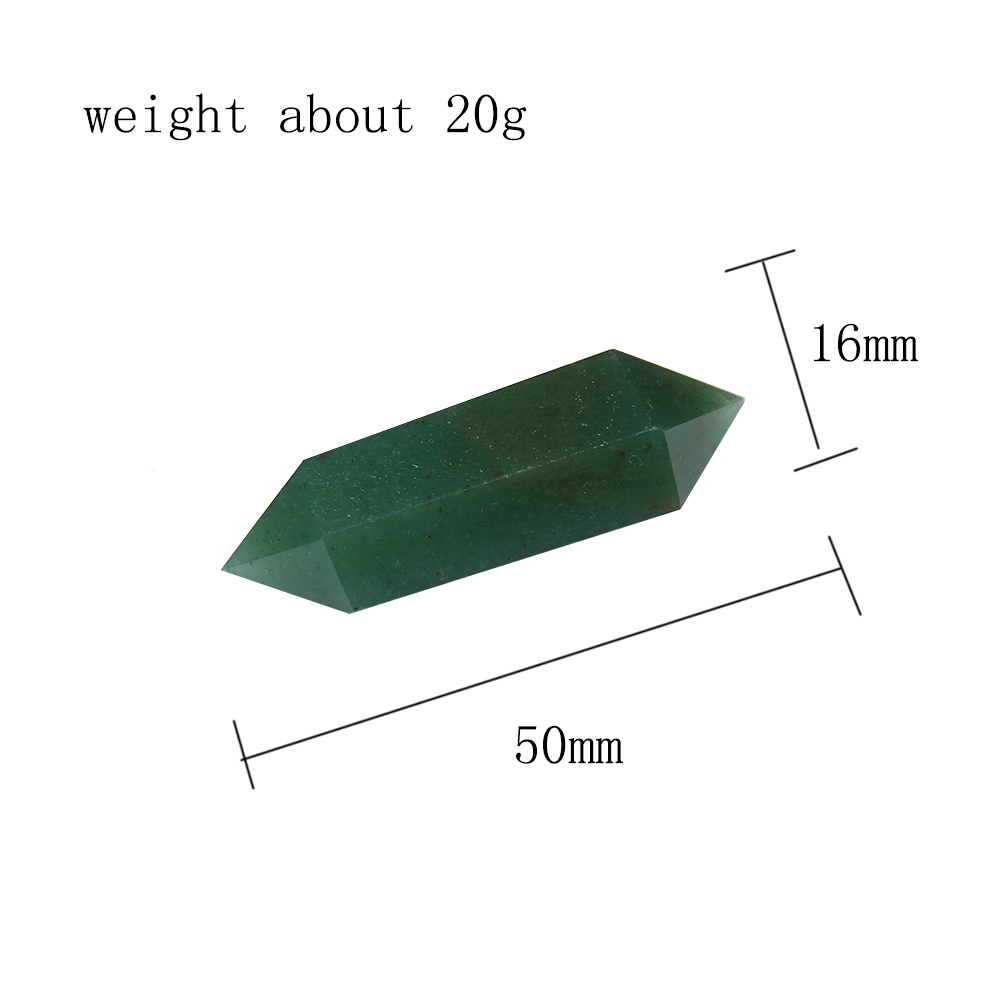 Runyangshi 1pc Natural green Crystal 50MM 100% Aventurine Quartz Crystal Stone Point Healing Hexagonal Wand Treatment Stone