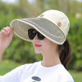 New Fashion Flat Sun Hat Women's Summer bow Button Straw Hats For Women Beach Headwear 6Colors chapeau femme Gift