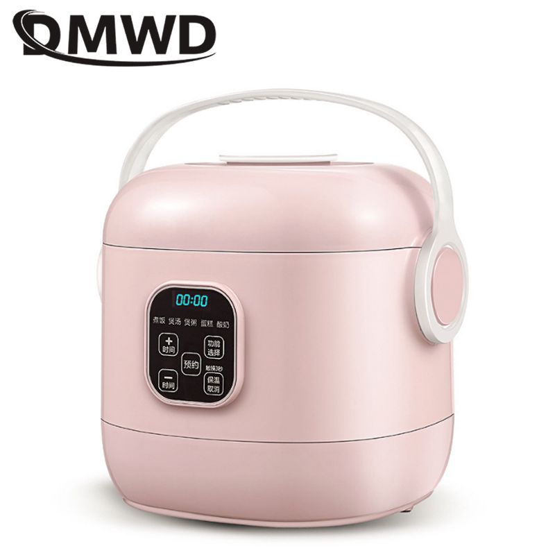 DMWD 2L Portable Smart Mini Rice Cooker 5 Menus Yogurt Cake Maker Porridge Soup Pot Breakfast Machine 24H Appointment