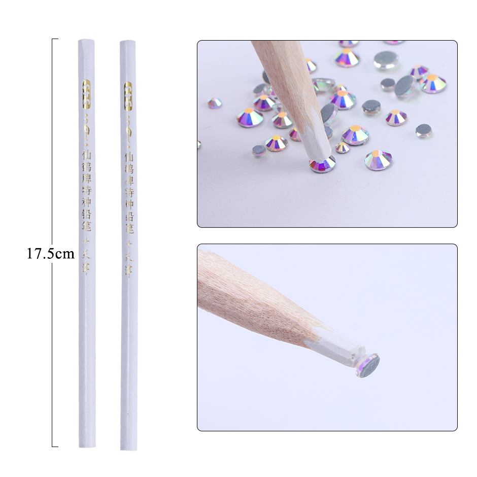 2pcs Wooden Nail Dotting Pencils for Rhinestone Crystal Gem Nail Art Decoration Picker Wax Pen Dotting Tools Accessories CHTR36