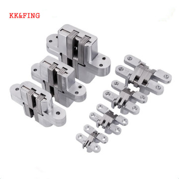 KK&FING 304 Stainless Steel Zinc Alloy Hidden Hinges Invisible Concealed Folding Door Hinge With Screw For Furniture Hardware