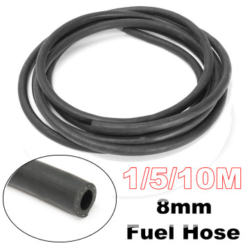 Black 1/5/10M 8mm Universal Rubber Reinforced Fuel Hose Tube Pipe Line Black for Petrol Oil for Diesel Motorcycle
