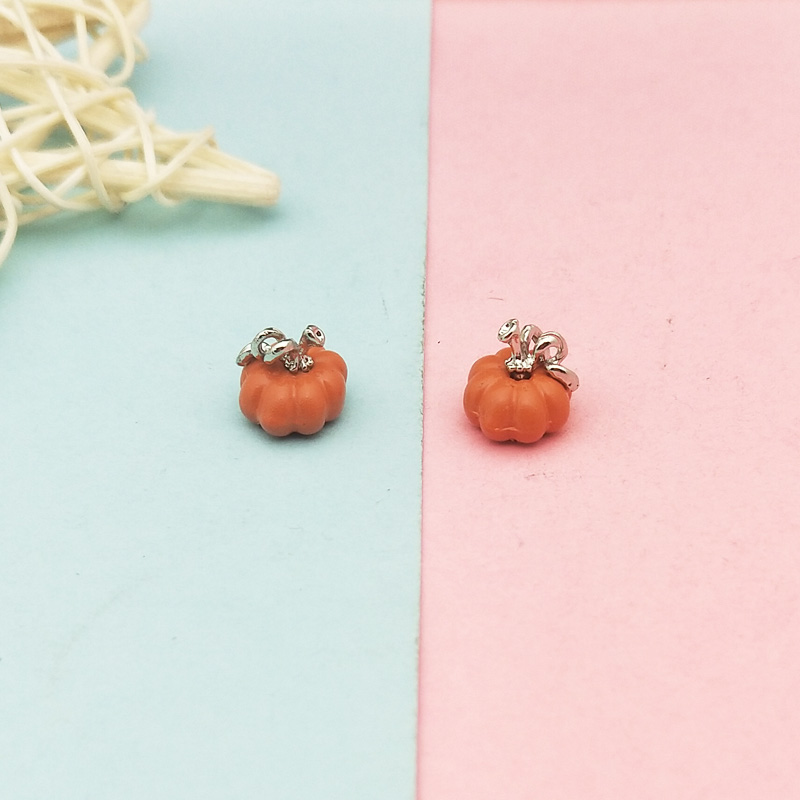 10pcs 3D Orange Pumpkin Enamel Charms Halloween Jingle Bell Metal Pendants DIY Earring Accessories Bracelet Jewelry Making FX288