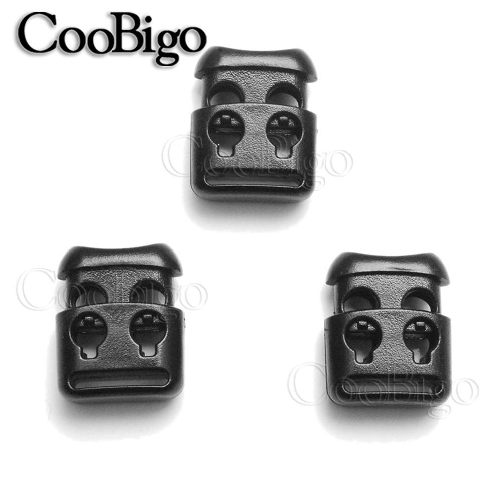 10pcs Plastic Black Cord Locks Stopper Outdoor Running Sport Shoes Buckle For Shoelace Rope Clamp Apparel DIY Accessories