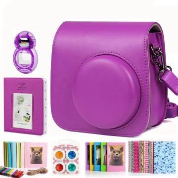 Fujifilm Instax Mini 9 8 Camera Accessories Bundle Set Purple Shoulder Bag Case Photo Album Film Frame Filters Selfie Lens Kit
