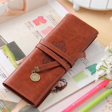 Twilight Vintage Bandage Synthetic Leather Brown Color Pencil Case Pen Storage Pouch Bag for Pen Brush Stationery School A6304