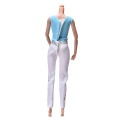 Fashion 1 Set= Blue Tank+ White Pant Suits For Barbie Summer Print Dolls Clothing For Girls Toy Gifts high quality