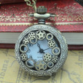 Vintage Steampunk Retro Bronze Design Pocket Watch Quartz Pendant Necklace Pendant with Chain Custom Engraved Gift cep saati #10