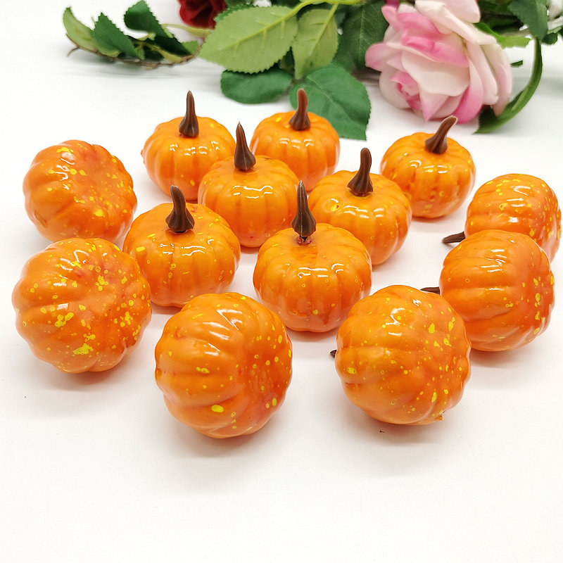 1/12pcs Mini Fake Vegetables Foam Simulation Pumpkin Orange/ White Artificial Pumpkin Craft Halloween Home DIY Decoration