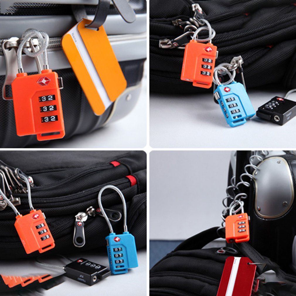 3 Digit Password Lock Steel Wire Security Lock Suitcase Luggage Coded Lock Cupboard Cabinet Locker Padlock