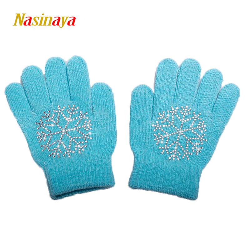 Nasinaya Figure Skating Gloves For Kids Girl Adult Magic Knitted Mittens Elastics Warm Fleece Ice Skating Snow Protect Hands 3