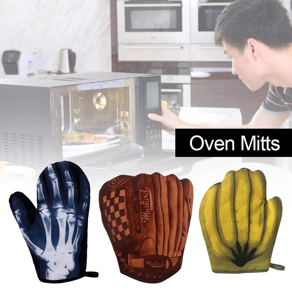 3D Printed OLVETYOven Mitts Cotton Glove Microwave Oven Hot Baking Insulated Mitten, Designed for Light Duty Use
