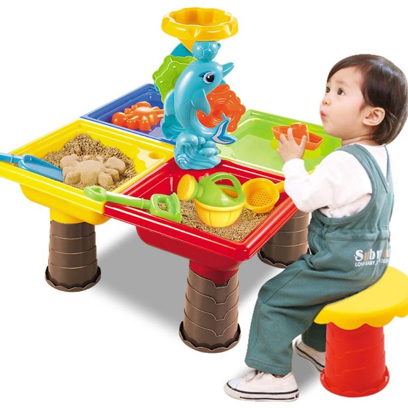 Popular Kids Sand and Water Play Table Garden Sandpit Play Set Outdoor Seaside Beach Toy