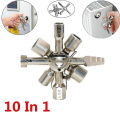 10-in-1 Triangle Key Wrench Multifunction Electric Control Box Triangle Key Wrench / Elevator Door Valve Cross Ratchet Wrench