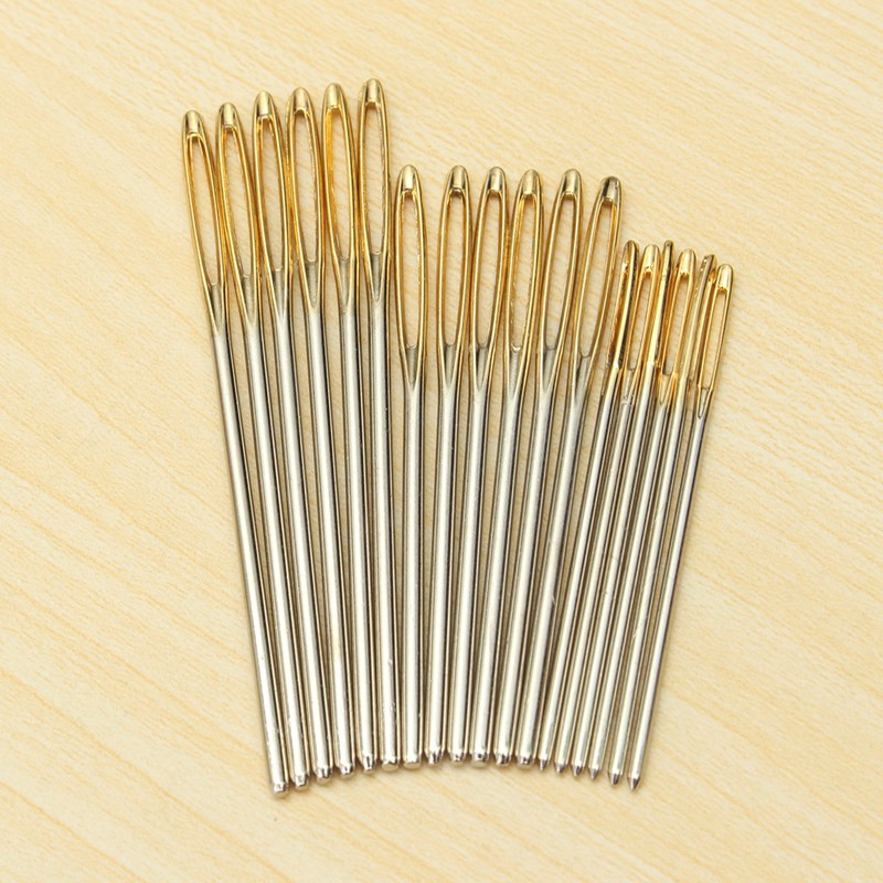 18pcs/Set 7/6/5.2cm 3 Sizes Large Leather Hand Sewing Needles Gold Eye Needle Embroidery Tapestry Home Wool DIY Sewing Needles