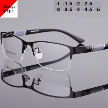 -1 -1.5 -2 -2.5 -3 -3.5 -4 -4.5 -5 Myopia Glasses Men Retro Metal Frame Square Students Myopia Glasses Frame For Women