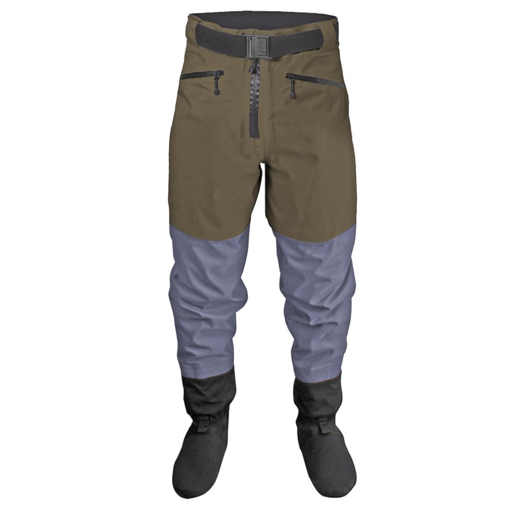 Waist Wading Pants Waterproof Trousers 3-Ply Breathable Fishing Waders with Pockets and Durable Stocking Boots for Man Women